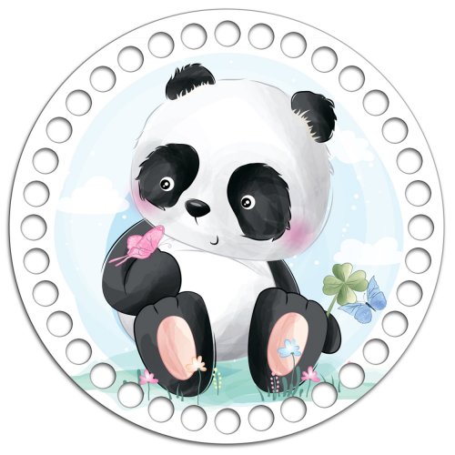 Деревянная крышка круг d15 см - Панда baby