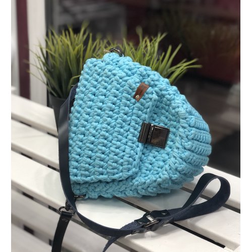 Вязаная сумка ШЕЛЛ-1 женская цвет голубой