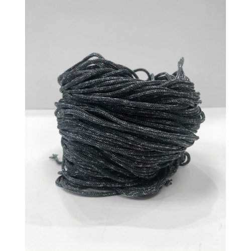 Шнур для вязания черный с серебром 157 - люрекс ширина 3мм